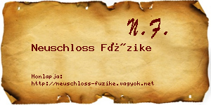 Neuschloss Füzike névjegykártya